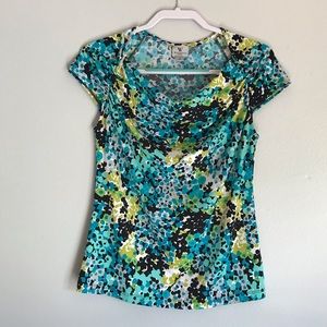 Worthington teal and black patterned top